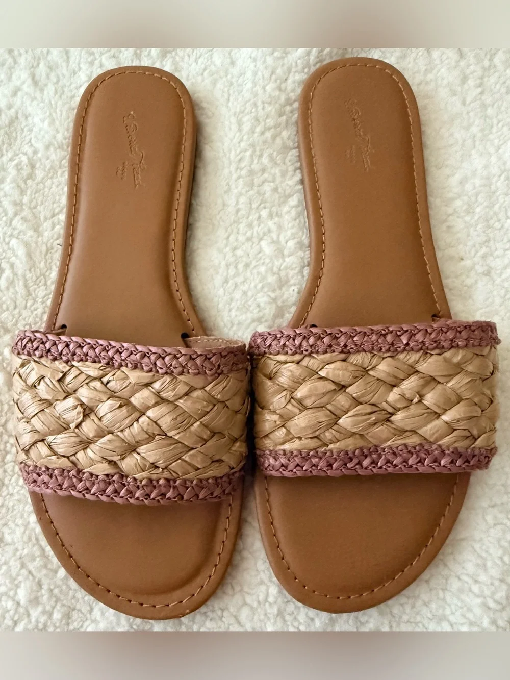 Universal Thread Dez Rose Pink Tan Woven Sandals Size 7.5